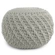 Pemberly Row Modern Boho Round Knitted Fabric Pouf in Light Gray
