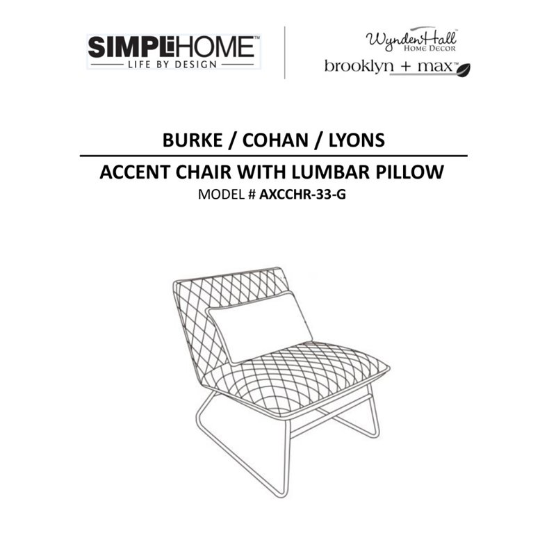 Pemberly Row Modern Fabric Accent chair with Lumbar Pillow in Gray