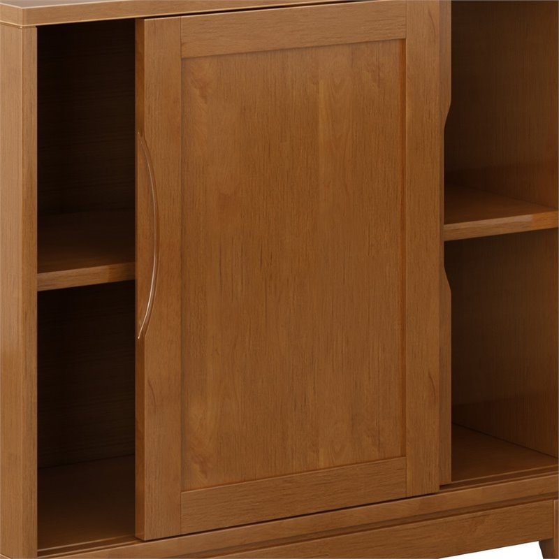 Pemberly Row Mid-Century Solid Wood Low Storage Cabinet in Teak Brown