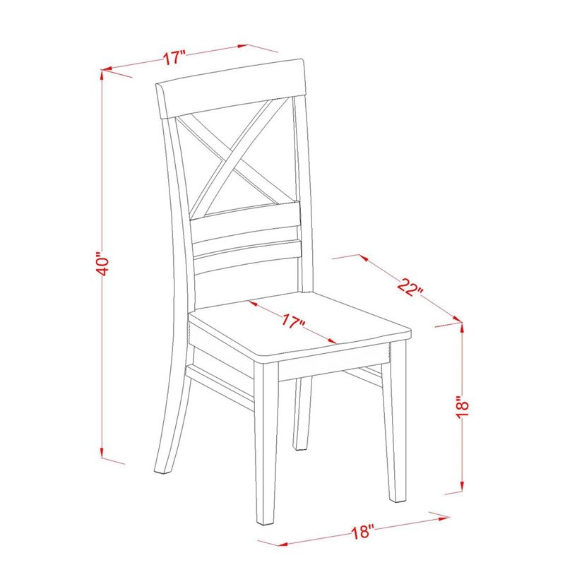 Pemberly Row 18'' Traditional Wood Dining Chair in Black/Cherry (Set of 2)