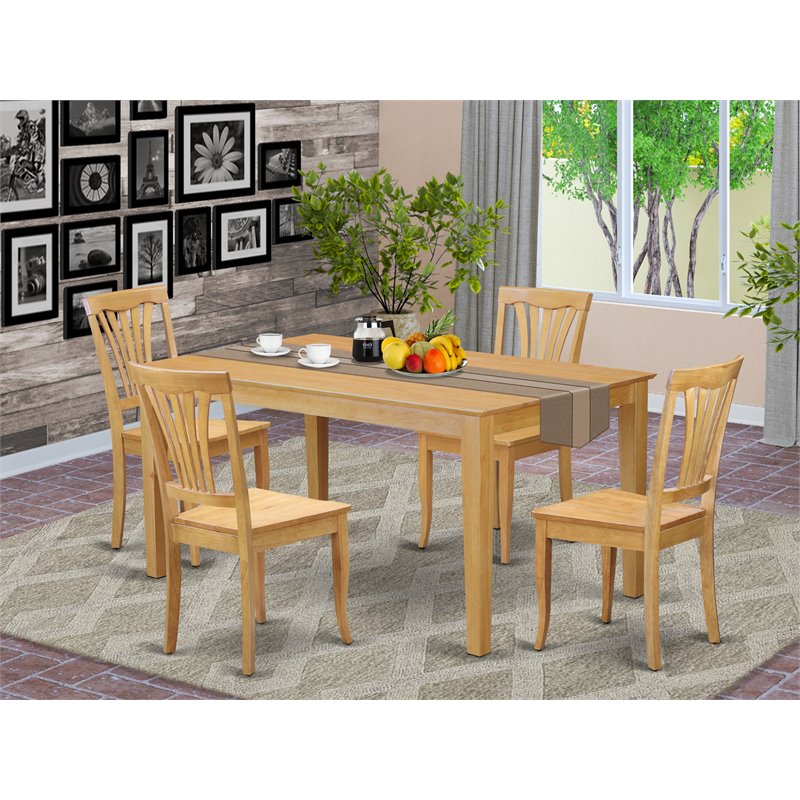 Pemberly Row 5-piece Wood Dining Table and Chair Set in Oak