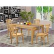 Pemberly Row 5-piece Wood Dining Table and Chair Set in Oak