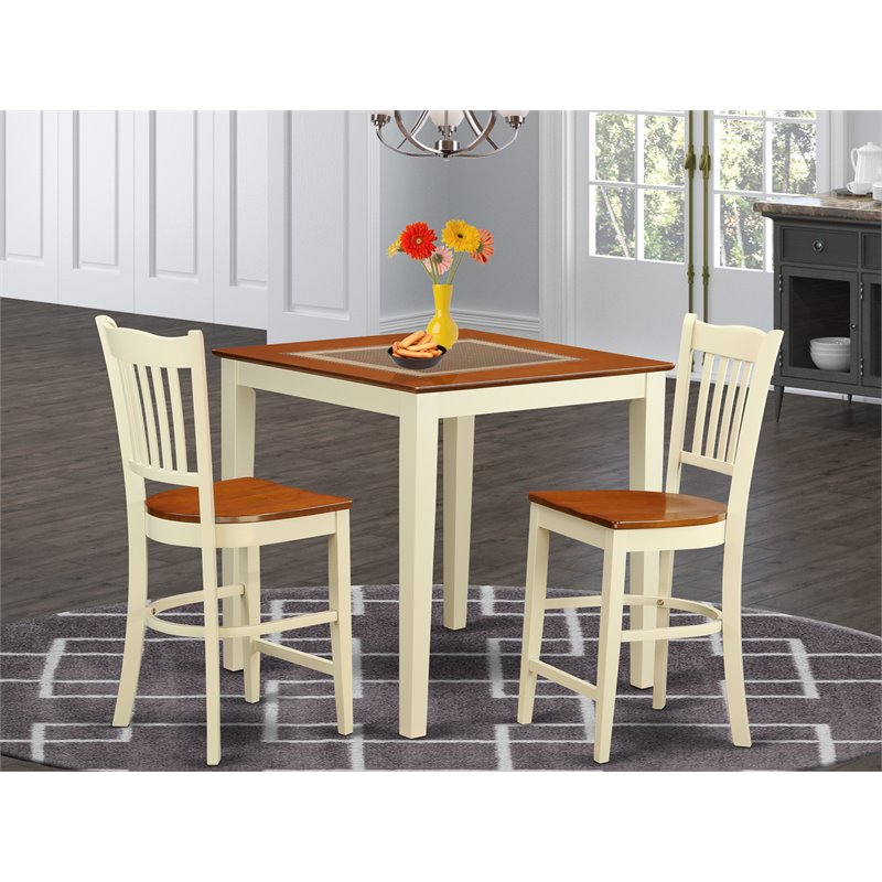 Pemberly Row 3-piece Dining Room Set in Buttermilk and Cherry