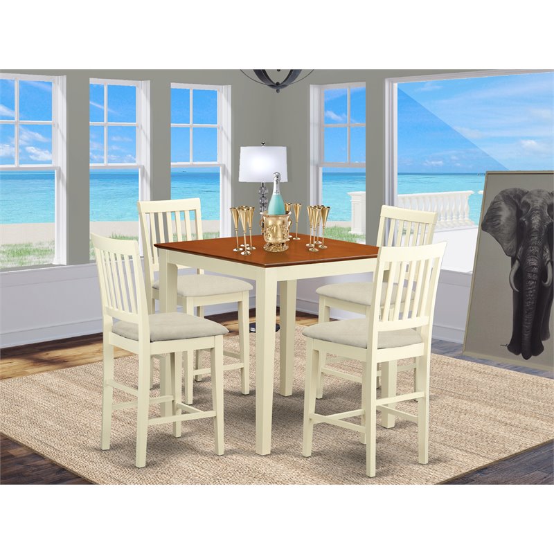 Pemberly Row 5-piece Wood Dining Set in Buttermilk/Cherry