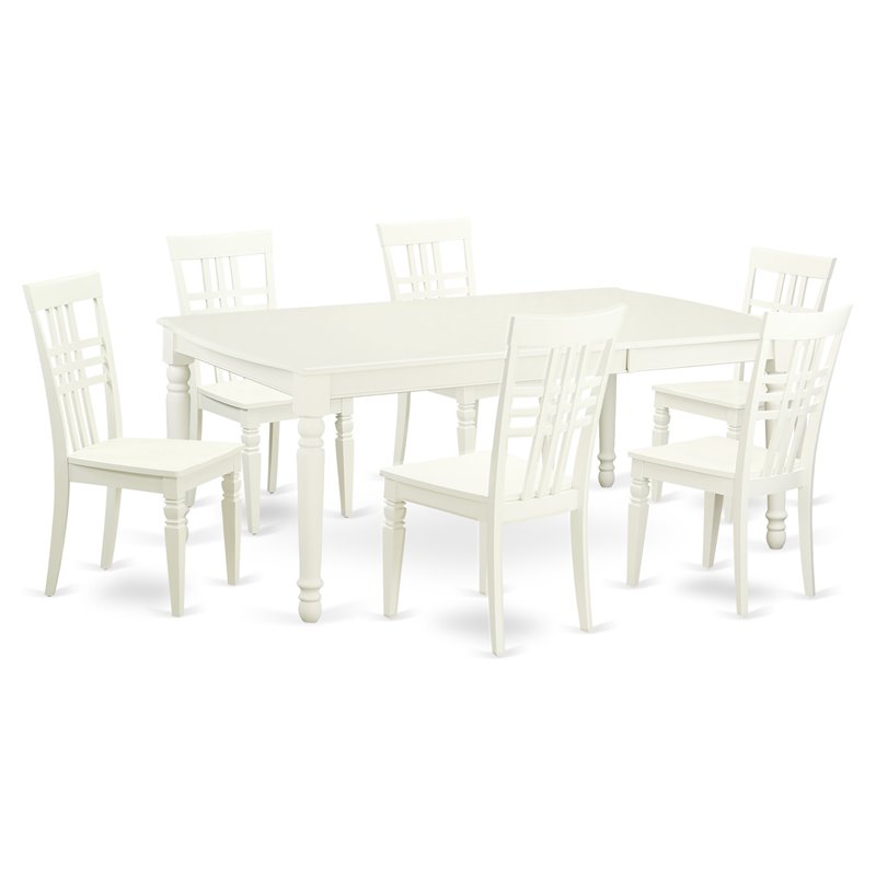 Pemberly Row 7-piece Wood Table and Dining Chairs in Linen White