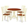 Pemberly Row 5-piece Dining Set with Wood Seat in Cherry