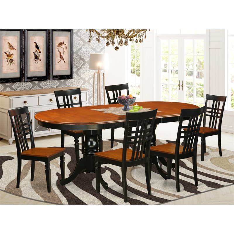 Pemberly Row 7-piece Wood Dinette Table Set in Black/Cherry