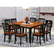 Pemberly Row 9-piece Dining Set w/ Slatted Chairs in Black/Cherry