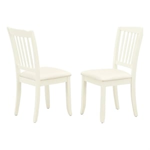 Pemberly Row 38&quotH Traditional Wood Dining Chair in Linen White (Set of 2)