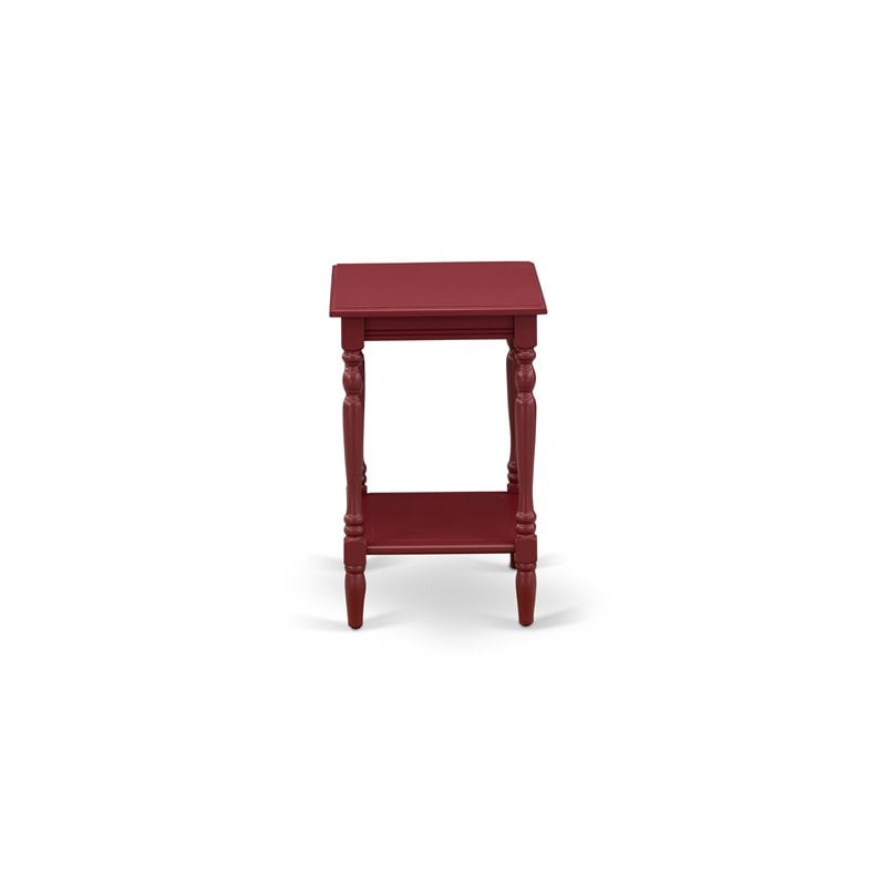 Pemberly Row Traditional Wood End Table with Open Storage in Red