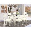 Pemberly Row 7-piece Wood Dining Set with Leather Chairs in White