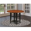 Pemberly Row Wood Dining Table with 2 Shelves in Black/Cherry