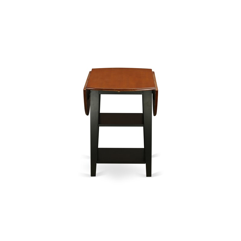 Pemberly Row Wood Dining Table with 2 Shelves in Black/Cherry