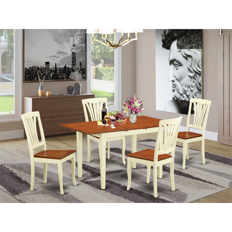 Pemberly Row 5-piece Wood Dining Room Set in Buttermilk/Cherry