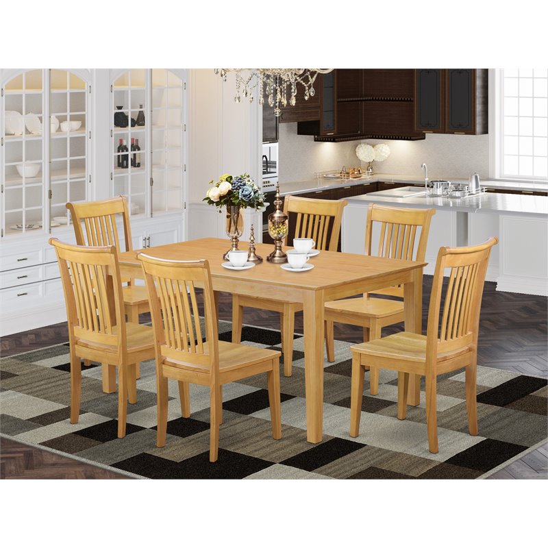 Pemberly Row 7-piece Wood Dining Table and Chairs in Oak