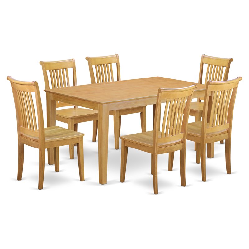 Pemberly Row 7-piece Wood Dining Table and Chairs in Oak