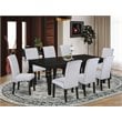 Pemberly Row 9-piece Wood Dining Set in Black/Grayish Blue