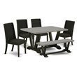Pemberly Row 6-piece Wood Dining Set in Cement/Black