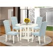 Pemberly Row 5-piece Wood Dining Set in Linen White/Baby Blue