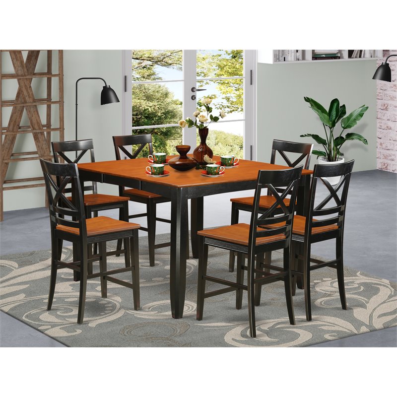 Pemberly Row 9-piece Wood Dining Room Set in Black & Cherry