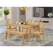 Pemberly Row 6-piece Traditional Wood Dining Set with Bench in Oak