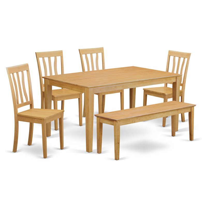 Pemberly Row 6-piece Traditional Wood Dining Room Set in Oak