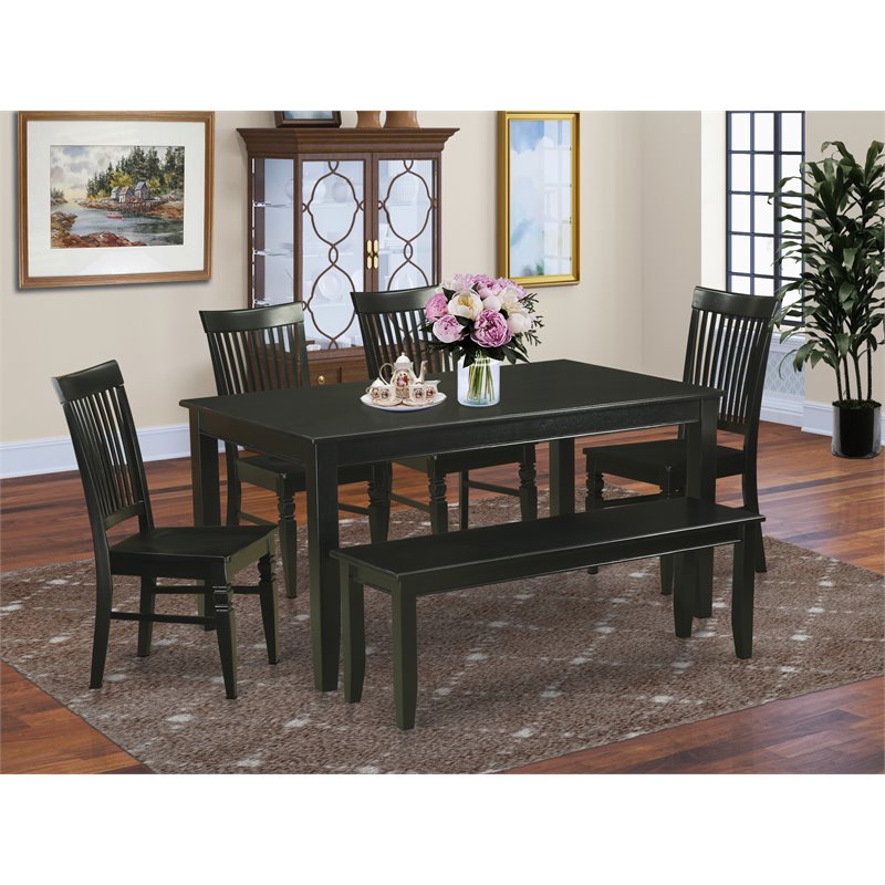 Pemberly Row 6-piece Traditional Wood Dining Set in Black