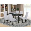 Pemberly Row 7-piece Wood Dining Set in Black/Grayish Blue