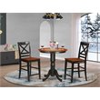 Pemberly Row 3-piece Wood Dining Table Set w/ Stools in Black/Cherry