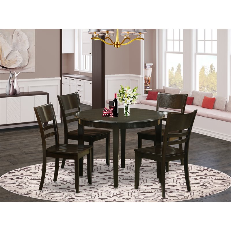 Pemberly Row 5-piece Wood Dining Table and Chair Set in Cappuccino