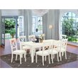Pemberly Row 9-piece Dining Set with Leather Chairs in Linen White