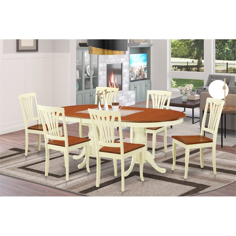 Pemberly Row 7-piece Wood Dining Room Table Set in Cherry