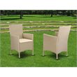 Pemberly Row Metal Patio Dining Chairs in Cream (Set of 2)