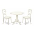 Pemberly Row Antique 3 Piece Wood Faux Leather Dining Set in Linen White