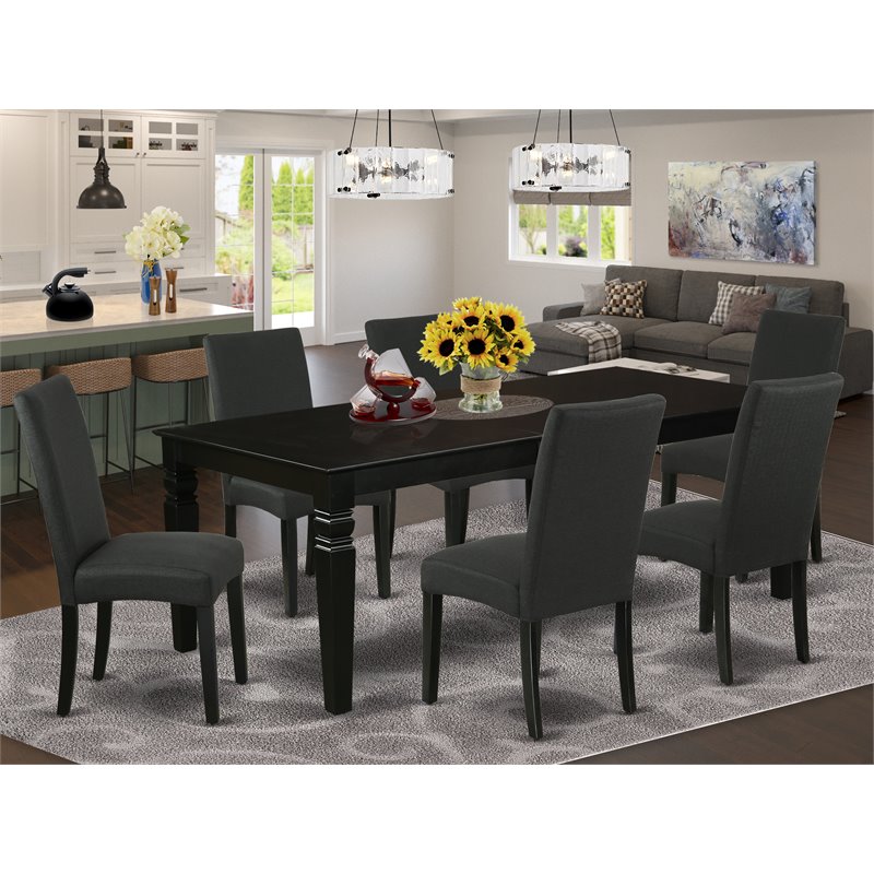 Pemberly Row 7-piece Traditional Wood Kitchen Set in Black