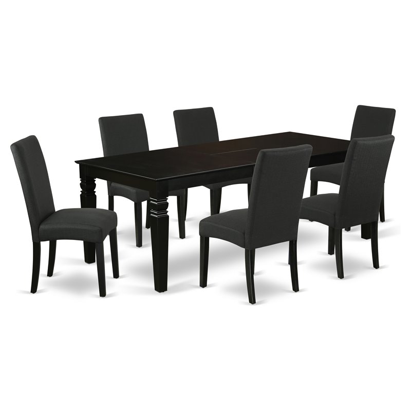 Pemberly Row 7-piece Traditional Wood Kitchen Set in Black