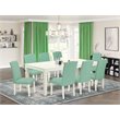 Pemberly Row 9-piece Wood Dining Set in Linen White/Pond
