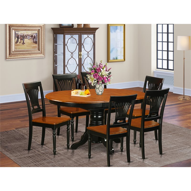 Pemberly Row 7-piece Wood Table and Dining Chair Set in Black/Cherry