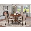Pemberly Row 5-piece Wood Dining Set w/ Round Table in Mahogany