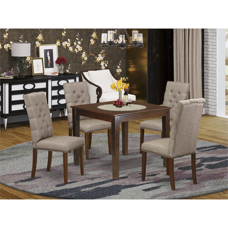 Pemberly Row 5-piece Wood Dining Set in Mahogany