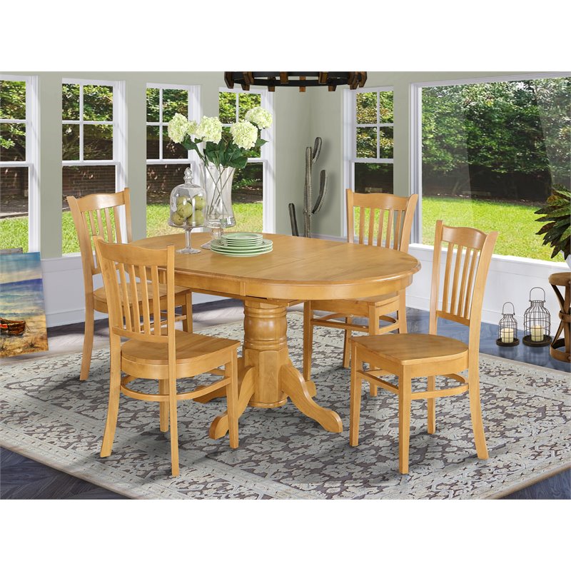 Pemberly Row 5-piece Wood Dining Table and Chair Set in Oak