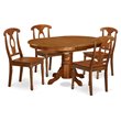 Pemberly Row 5-piece Wood Table and Dining Chair Set in Saddle Brown