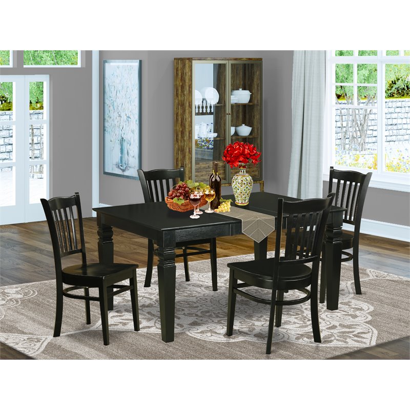 Pemberly Row 5-piece Wood Kitchen Table Set in Black