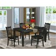 Pemberly Row 5-piece Wood Kitchen Table Set in Black