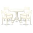 Pemberly Row Antique 5-piece Traditional Wood Dining Set in Linen White