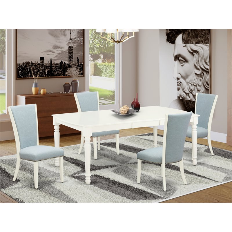 Pemberly Row 5-piece Wood Dining Set in Linen White