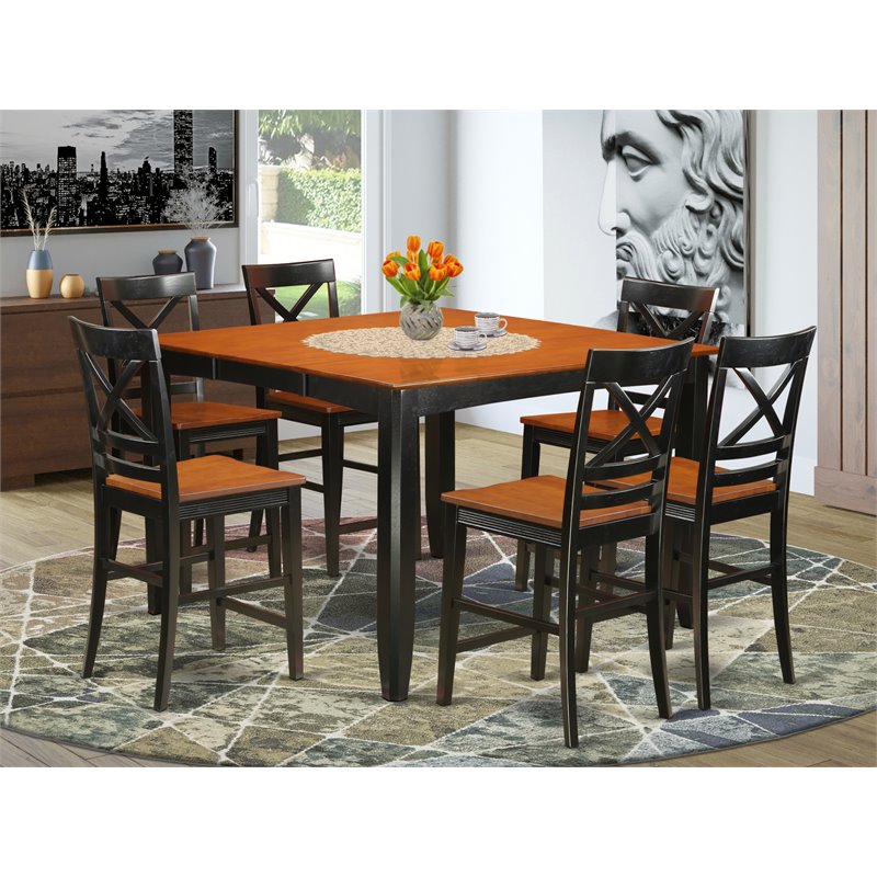 Pemberly Row 7-piece Wood Dining Room Set in Black/Cherry