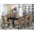 Pemberly Row 9-piece Wood Dining Set in Black/Light Sable