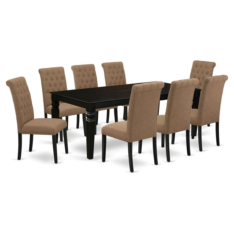 Pemberly Row 9-piece Wood Dining Set in Black/Light Sable