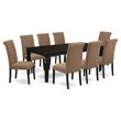 Pemberly Row 9-piece Wood Dining Set in Black/Light Sable